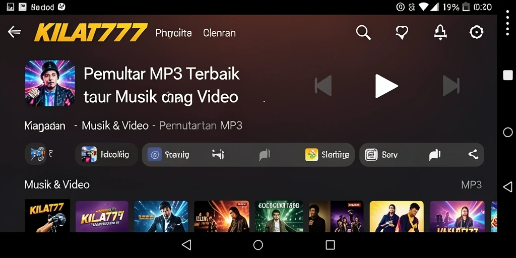 Tampilan antarmuka utama KILAT777 sebagai Pemutar MP3.