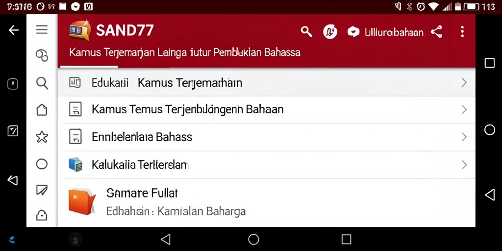 Tampilan antarmuka SAND77 dengan fitur Kamus Terjemahan yang user-friendly.