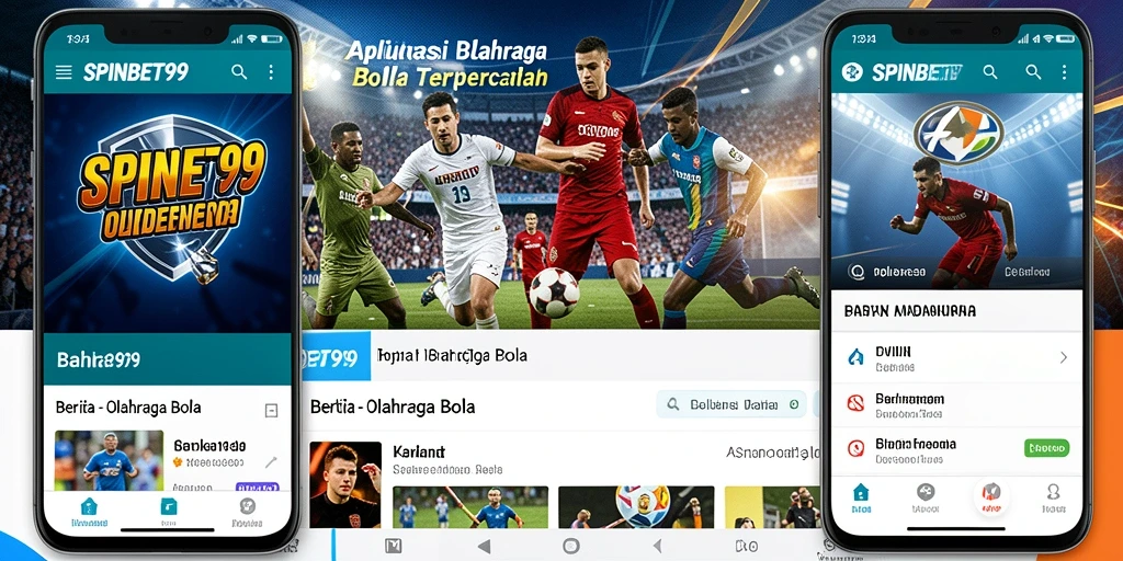 Antarmuka aplikasi SPINBET99 yang menampilkan berita Olahraga Bola.
