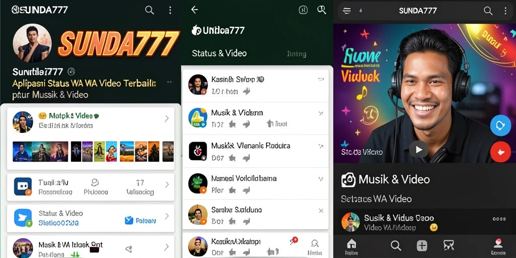 Tampilan antarmuka SUNDA777 dengan pilihan video status yang menarik.