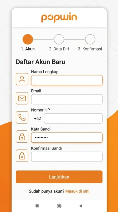 Registrasi Akun Popwin untuk Pengguna Android Indonesia